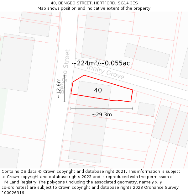 40, BENGEO STREET, HERTFORD, SG14 3ES: Plot and title map