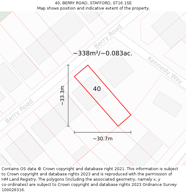 40, BERRY ROAD, STAFFORD, ST16 1SE: Plot and title map