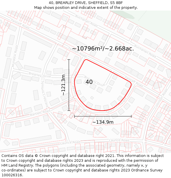 40, BREARLEY DRIVE, SHEFFIELD, S5 8BF: Plot and title map