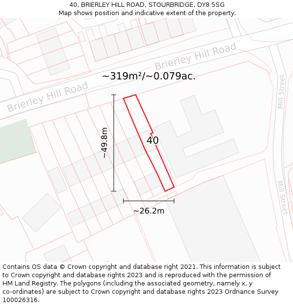 40, BRIERLEY HILL ROAD, STOURBRIDGE, DY8 5SG: Plot and title map