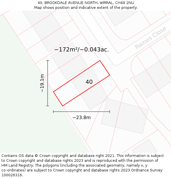 40, BROOKDALE AVENUE NORTH, WIRRAL, CH49 2NU: Plot and title map