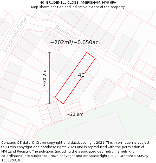 40, BRUDENELL CLOSE, AMERSHAM, HP6 6FH: Plot and title map