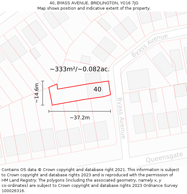 40, BYASS AVENUE, BRIDLINGTON, YO16 7JG: Plot and title map