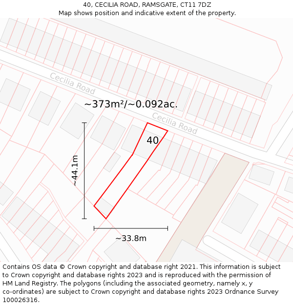 40, CECILIA ROAD, RAMSGATE, CT11 7DZ: Plot and title map