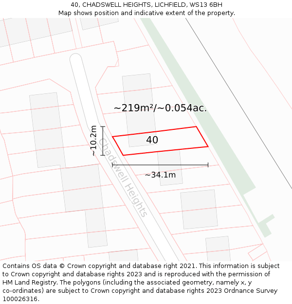 40, CHADSWELL HEIGHTS, LICHFIELD, WS13 6BH: Plot and title map