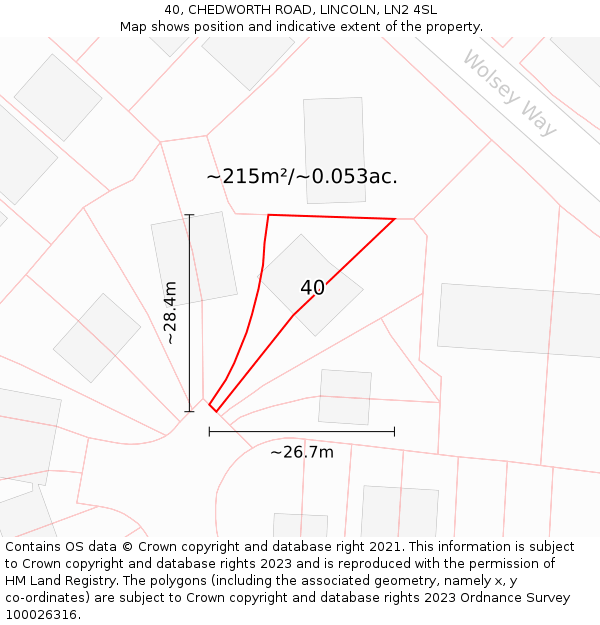 40, CHEDWORTH ROAD, LINCOLN, LN2 4SL: Plot and title map