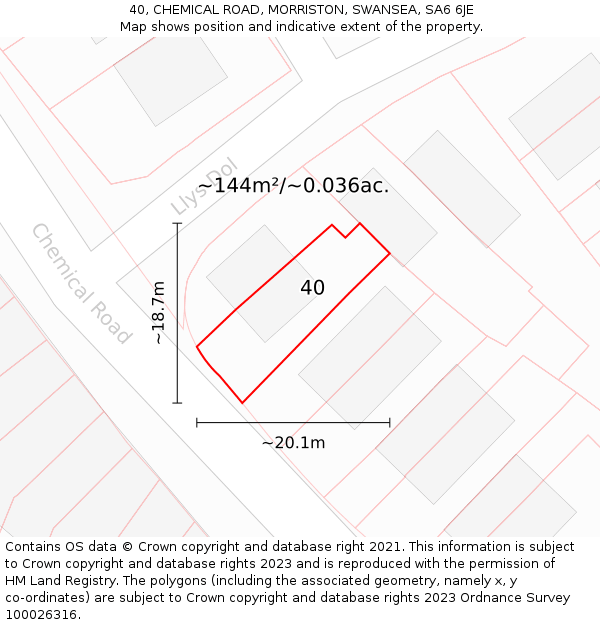 40, CHEMICAL ROAD, MORRISTON, SWANSEA, SA6 6JE: Plot and title map