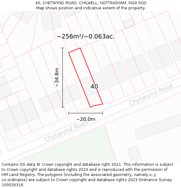 40, CHETWYND ROAD, CHILWELL, NOTTINGHAM, NG9 5GD: Plot and title map