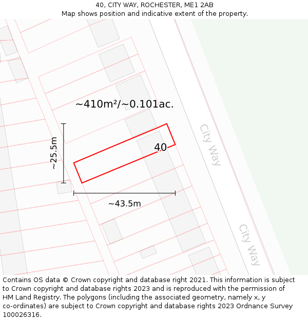 40, CITY WAY, ROCHESTER, ME1 2AB: Plot and title map