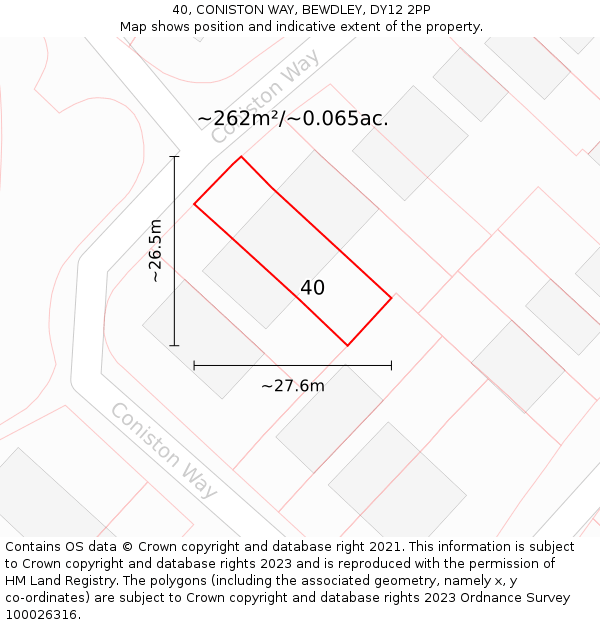 40, CONISTON WAY, BEWDLEY, DY12 2PP: Plot and title map