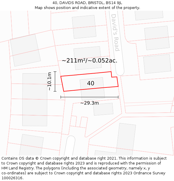 40, DAVIDS ROAD, BRISTOL, BS14 9JL: Plot and title map