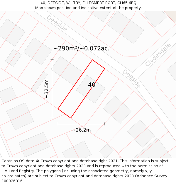 40, DEESIDE, WHITBY, ELLESMERE PORT, CH65 6RQ: Plot and title map