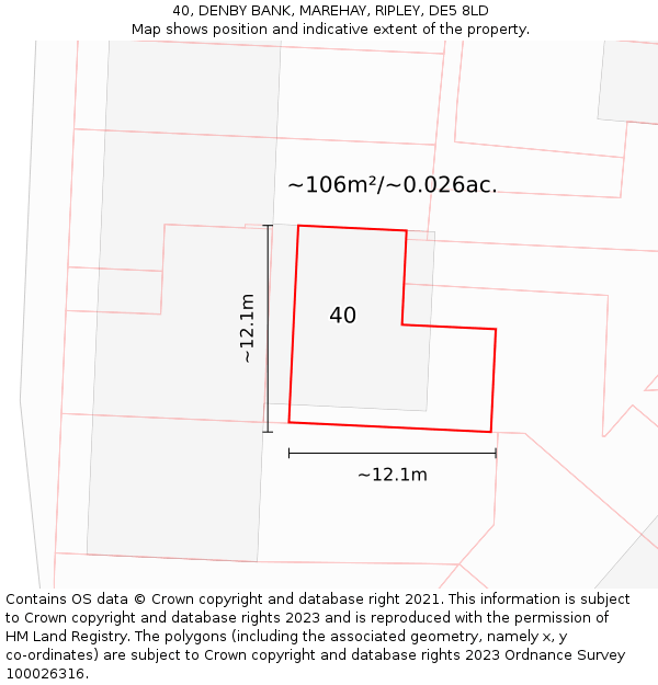 40, DENBY BANK, MAREHAY, RIPLEY, DE5 8LD: Plot and title map