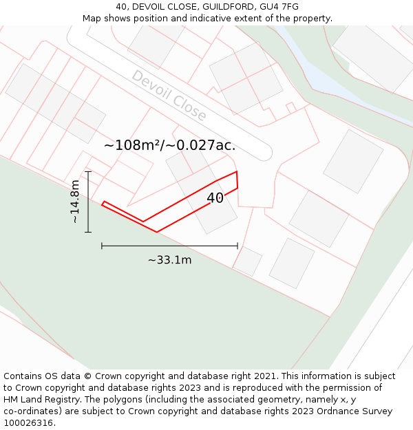 40, DEVOIL CLOSE, GUILDFORD, GU4 7FG: Plot and title map