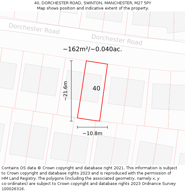 40, DORCHESTER ROAD, SWINTON, MANCHESTER, M27 5PY: Plot and title map