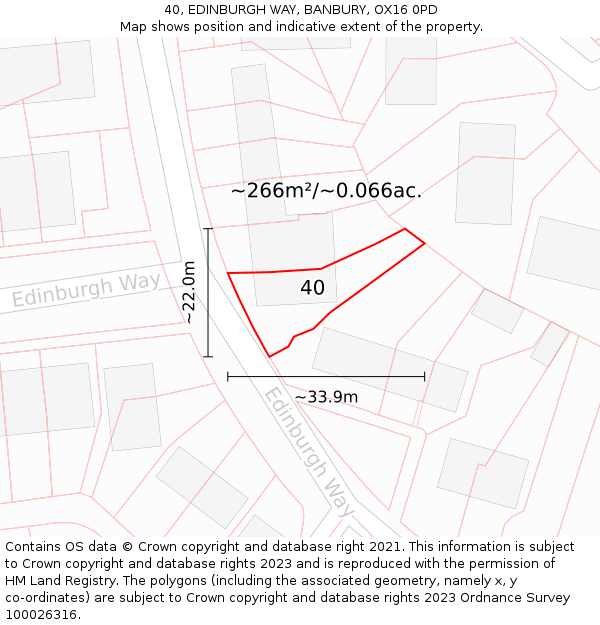 40, EDINBURGH WAY, BANBURY, OX16 0PD: Plot and title map