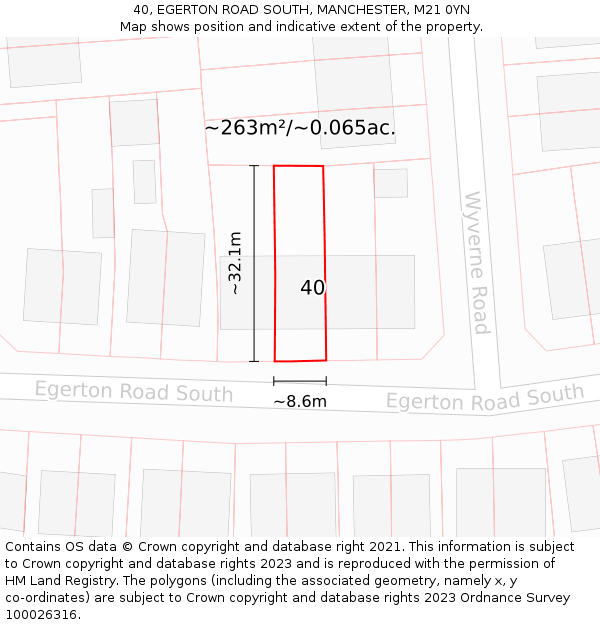 40, EGERTON ROAD SOUTH, MANCHESTER, M21 0YN: Plot and title map