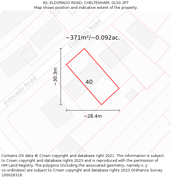 40, ELDORADO ROAD, CHELTENHAM, GL50 2PT: Plot and title map