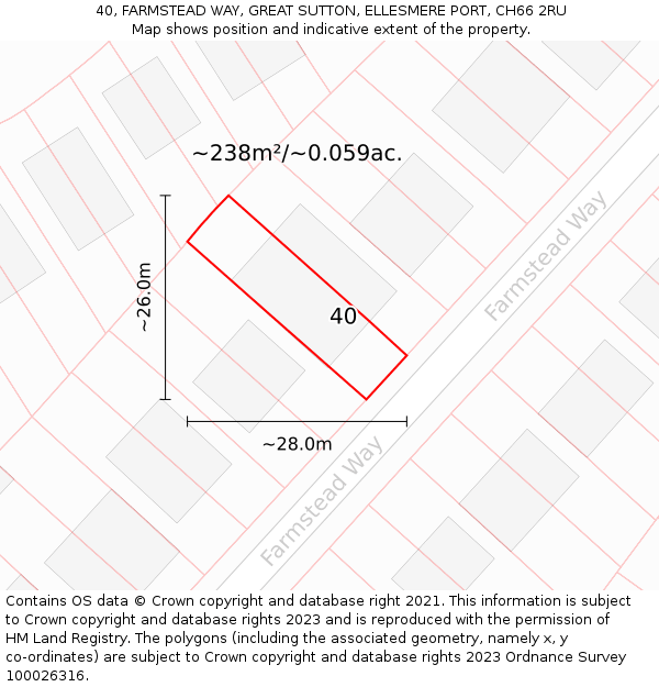 40, FARMSTEAD WAY, GREAT SUTTON, ELLESMERE PORT, CH66 2RU: Plot and title map