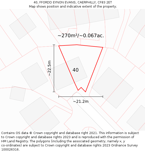 40, FFORDD EYNON EVANS, CAERPHILLY, CF83 2ET: Plot and title map