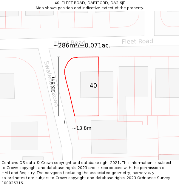 40, FLEET ROAD, DARTFORD, DA2 6JF: Plot and title map
