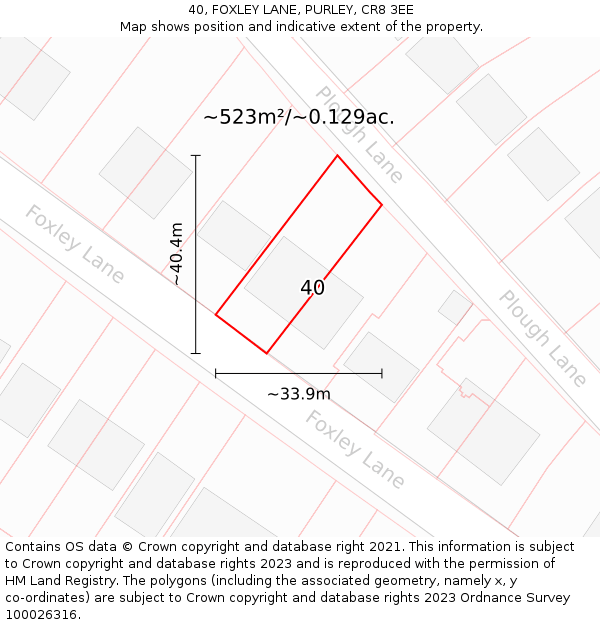 40, FOXLEY LANE, PURLEY, CR8 3EE: Plot and title map