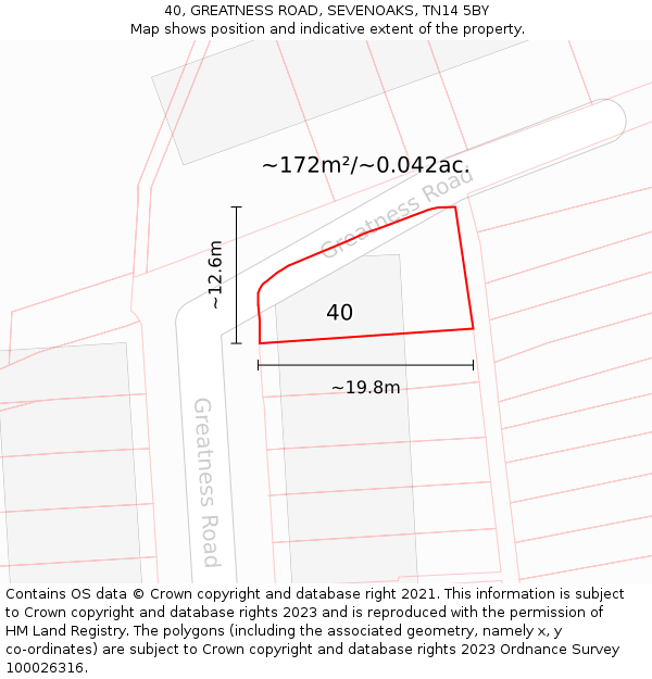 40, GREATNESS ROAD, SEVENOAKS, TN14 5BY: Plot and title map