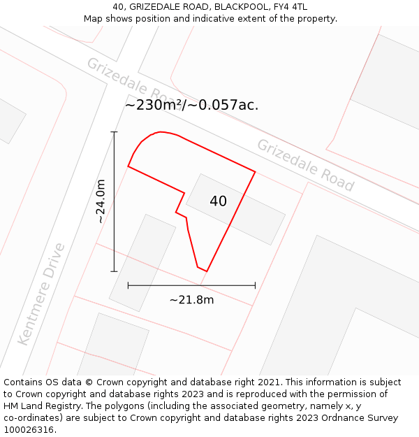 40, GRIZEDALE ROAD, BLACKPOOL, FY4 4TL: Plot and title map