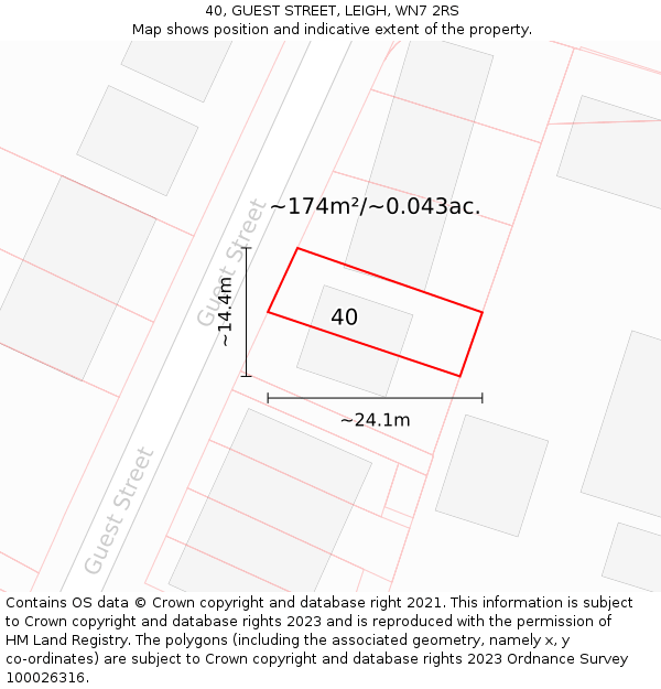 40, GUEST STREET, LEIGH, WN7 2RS: Plot and title map