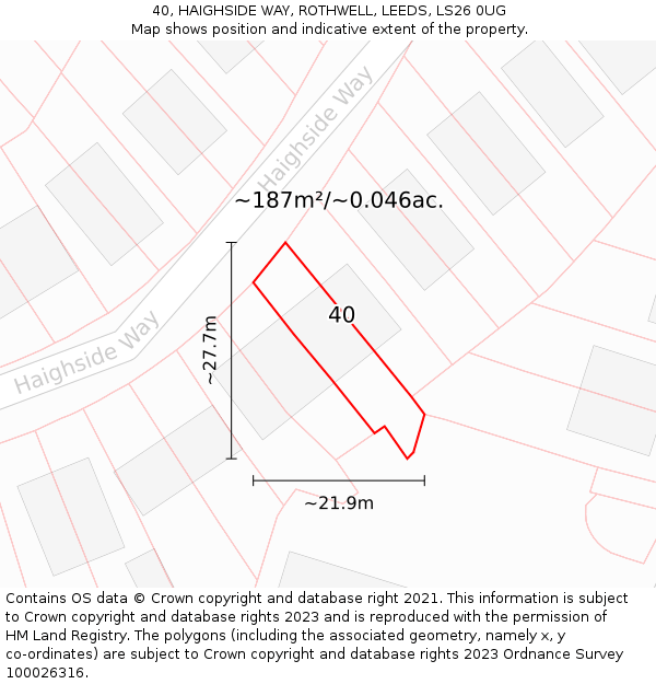 40, HAIGHSIDE WAY, ROTHWELL, LEEDS, LS26 0UG: Plot and title map