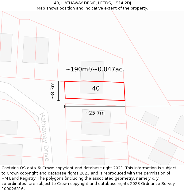 40, HATHAWAY DRIVE, LEEDS, LS14 2DJ: Plot and title map