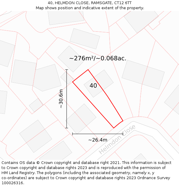 40, HELMDON CLOSE, RAMSGATE, CT12 6TT: Plot and title map