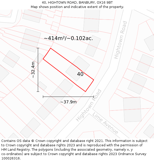 40, HIGHTOWN ROAD, BANBURY, OX16 9BT: Plot and title map