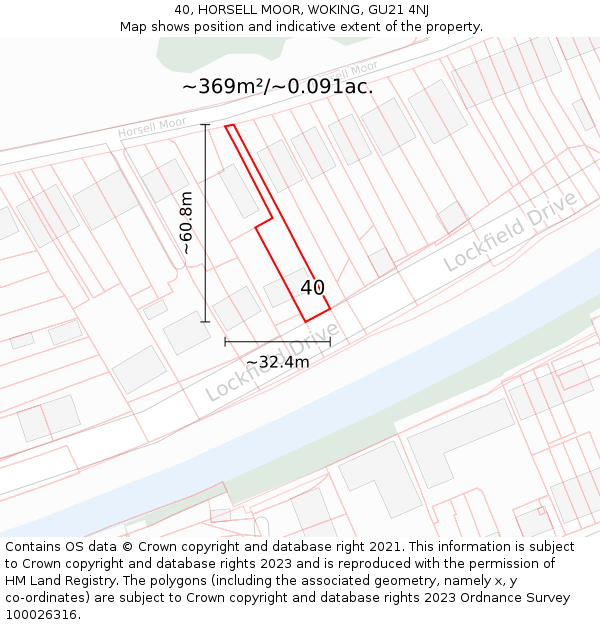 40, HORSELL MOOR, WOKING, GU21 4NJ: Plot and title map