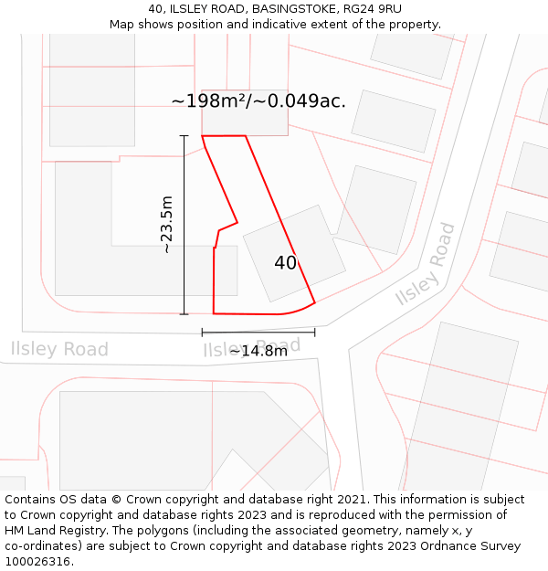 40, ILSLEY ROAD, BASINGSTOKE, RG24 9RU: Plot and title map