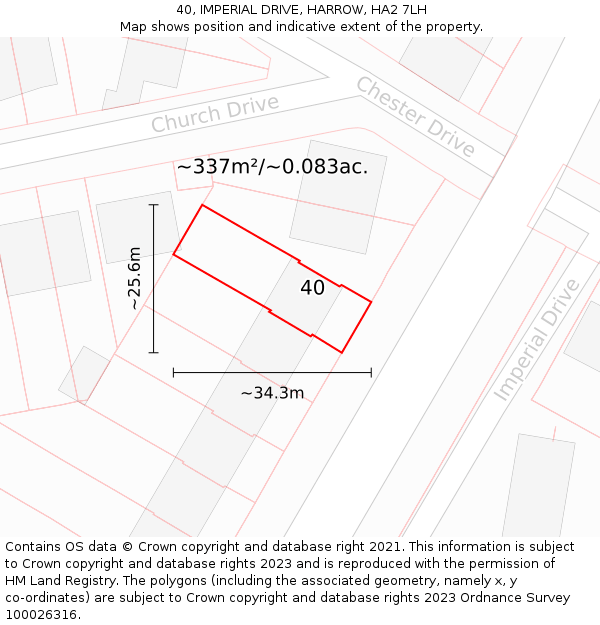 40, IMPERIAL DRIVE, HARROW, HA2 7LH: Plot and title map