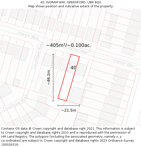 40, INGRAM WAY, GREENFORD, UB6 8QG: Plot and title map