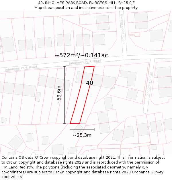 40, INHOLMES PARK ROAD, BURGESS HILL, RH15 0JE: Plot and title map