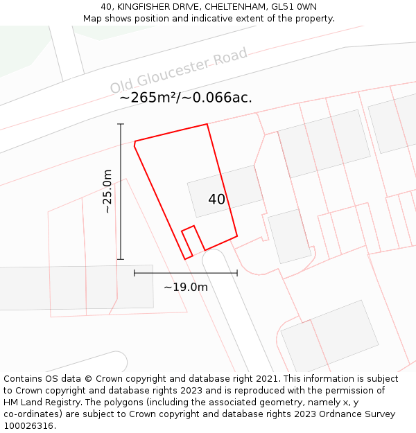 40, KINGFISHER DRIVE, CHELTENHAM, GL51 0WN: Plot and title map