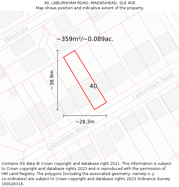 40, LABURNHAM ROAD, MAIDENHEAD, SL6 4DE: Plot and title map