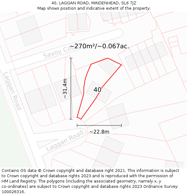 40, LAGGAN ROAD, MAIDENHEAD, SL6 7JZ: Plot and title map