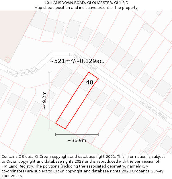 40, LANSDOWN ROAD, GLOUCESTER, GL1 3JD: Plot and title map