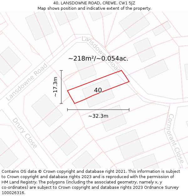 40, LANSDOWNE ROAD, CREWE, CW1 5JZ: Plot and title map