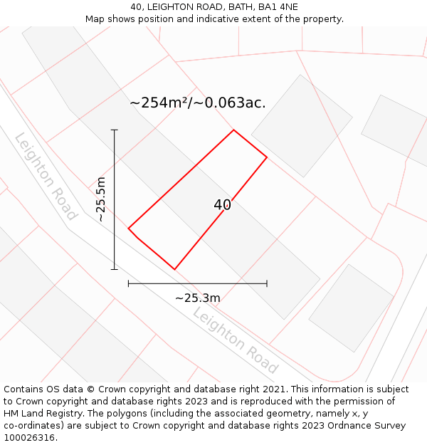 40, LEIGHTON ROAD, BATH, BA1 4NE: Plot and title map