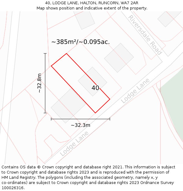 40, LODGE LANE, HALTON, RUNCORN, WA7 2AR: Plot and title map