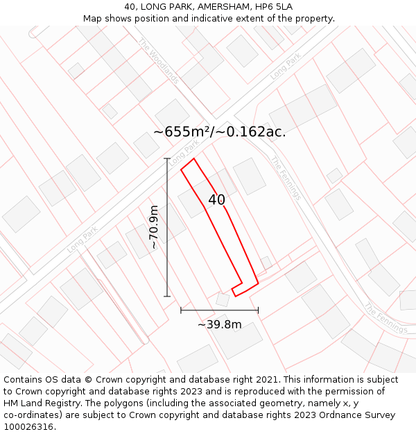 40, LONG PARK, AMERSHAM, HP6 5LA: Plot and title map