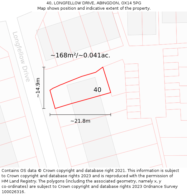 40, LONGFELLOW DRIVE, ABINGDON, OX14 5PG: Plot and title map