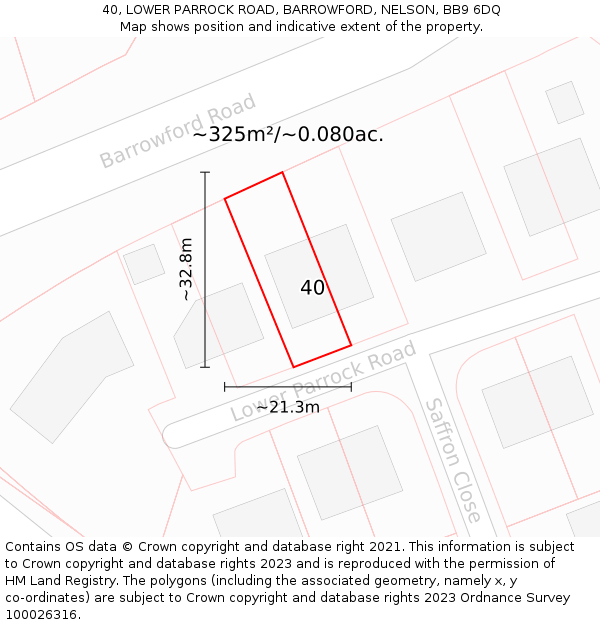 40, LOWER PARROCK ROAD, BARROWFORD, NELSON, BB9 6DQ: Plot and title map