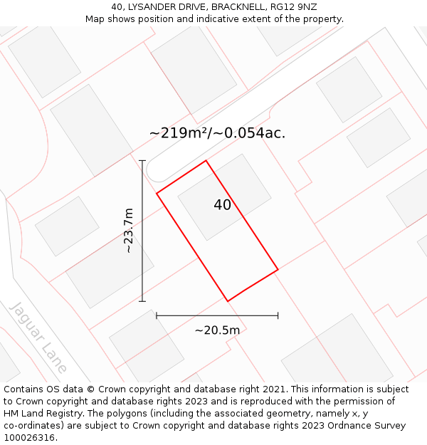 40, LYSANDER DRIVE, BRACKNELL, RG12 9NZ: Plot and title map