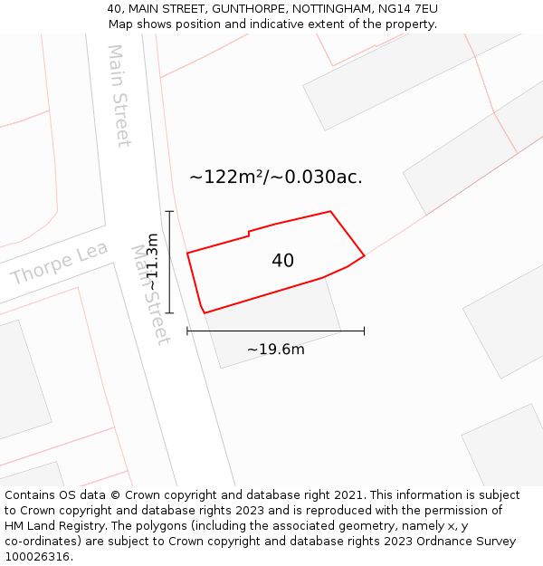 40, MAIN STREET, GUNTHORPE, NOTTINGHAM, NG14 7EU: Plot and title map